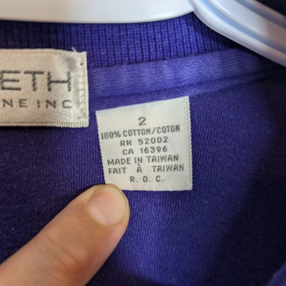 Vintage Elisabeth Liz Colborne Purple Long Sleeve 1/4 Button Down Sweater Size 2 - Picture 4 of 7